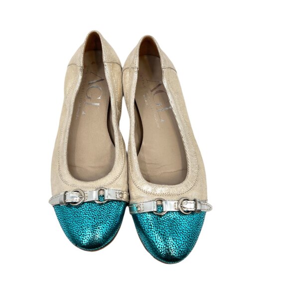 AGL Metallic Leather Flat Shoes - Picture 2 of 5